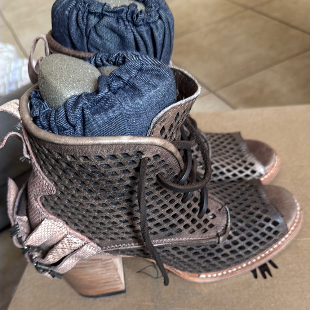 Freebird Brown Mesh Heeled Boots
